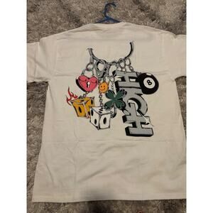 HIGH Graphic T‎ Shirt White Charm Print Streetwear Mens Large NWOT